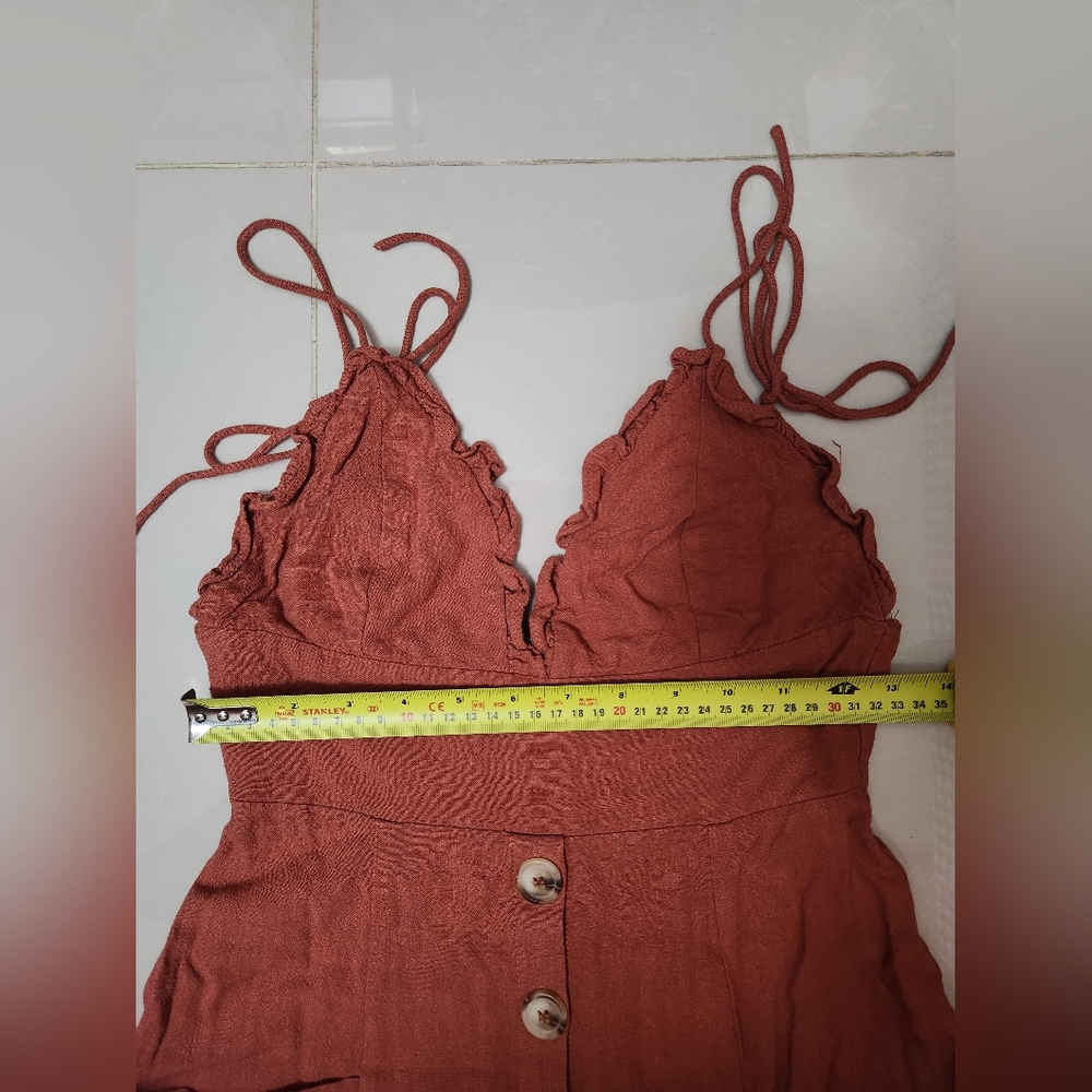 Lulus Lisbeth Rust Orange Button Front Linen Midi… - image 6